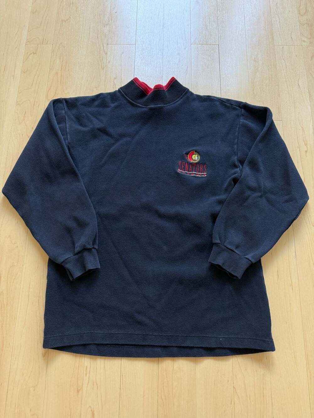 90s Bulletin Athletic Ottawa Senators Long Sleeve Thermal mock SweatShirt